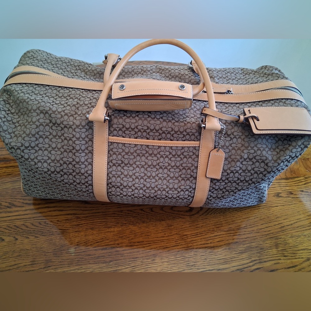 Coach travel duffel. Leather and canvas.